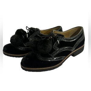 Sam Edelman Lace Up Black Velvet Dahl Oxfords size 7.5
